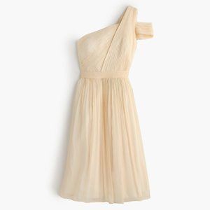 J Crew Cara - One Shoulder Silk Chiffon Dress - Champagne, sz 10